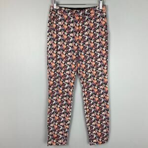 Topshop Abstract Colorful Ditsy Floral Cropped Pants Size 2